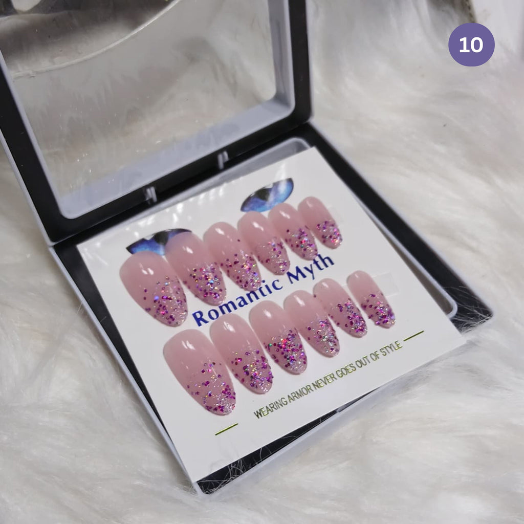 Romantic Myth Diamond Dust Glitter Press-On Nails Cat's Eye Nail 2787 Pack of 2