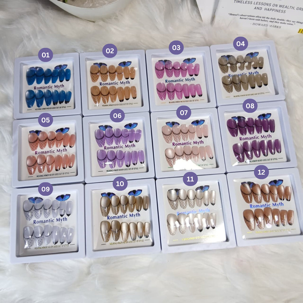 Romantic Myth Classic Elegance Press-On Nail Kit Cat's Eye Nails Pack of 3