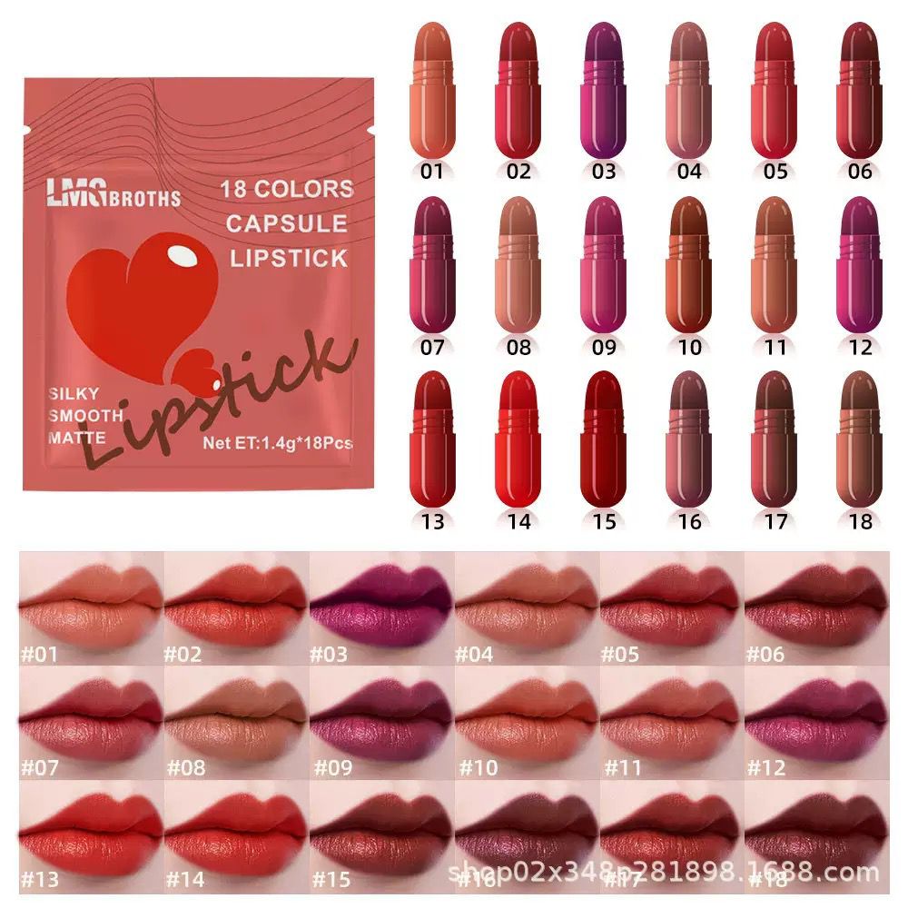 New 18pcs Mini Lipsticks Pouch