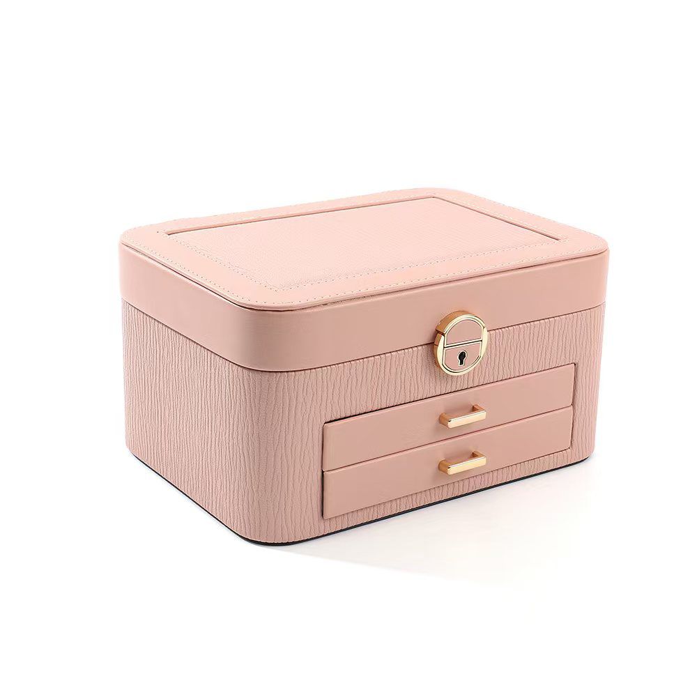 Multipurpose Wooden Jewlery Box With 2 Drawer Cosmetic Makeup Storage Bag Organizer 10080