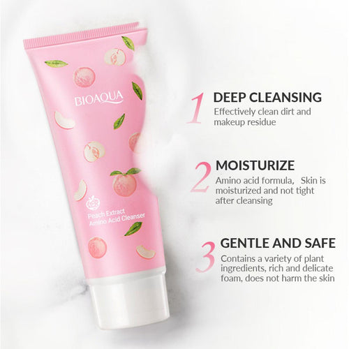 Bioaqua Peach Cleanser Foam Amino Acid Clarifying Facial Skin Cleansing