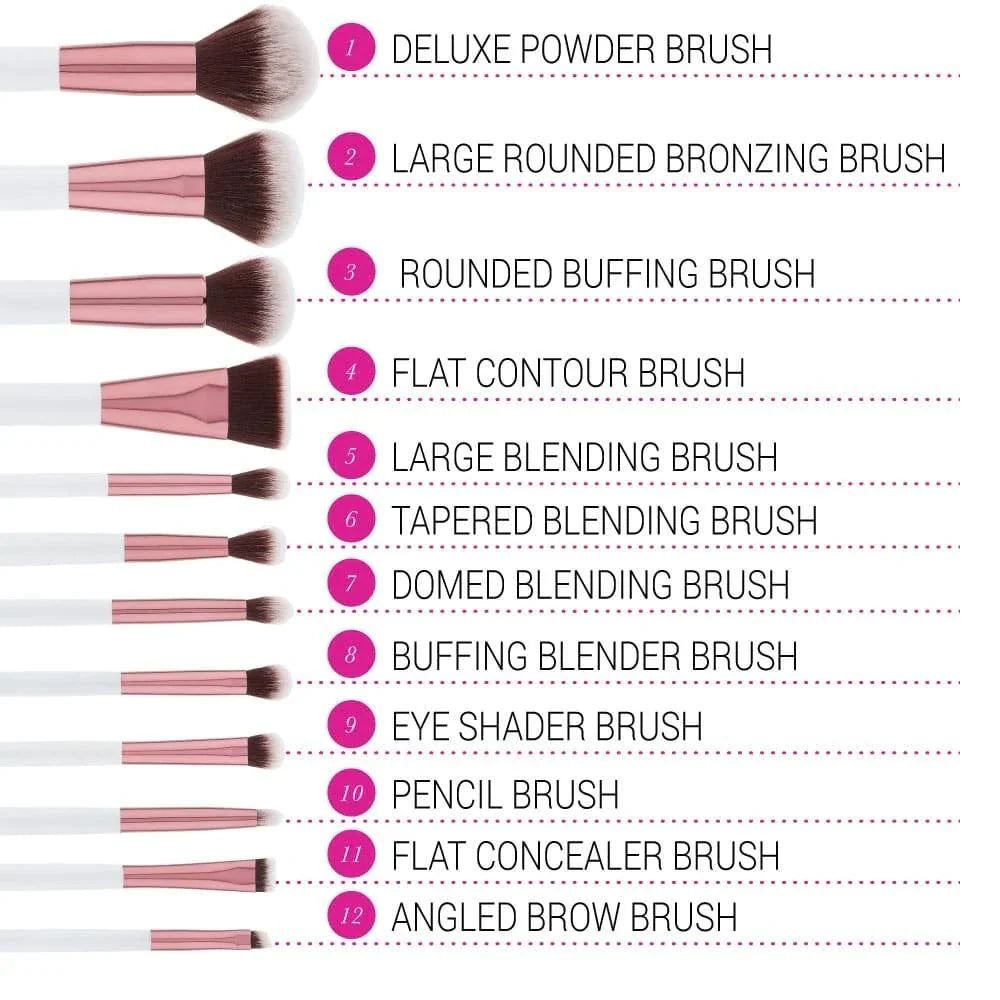 BH Cosmetics Crystal Quartz 12Pcs Brush Set and Bag