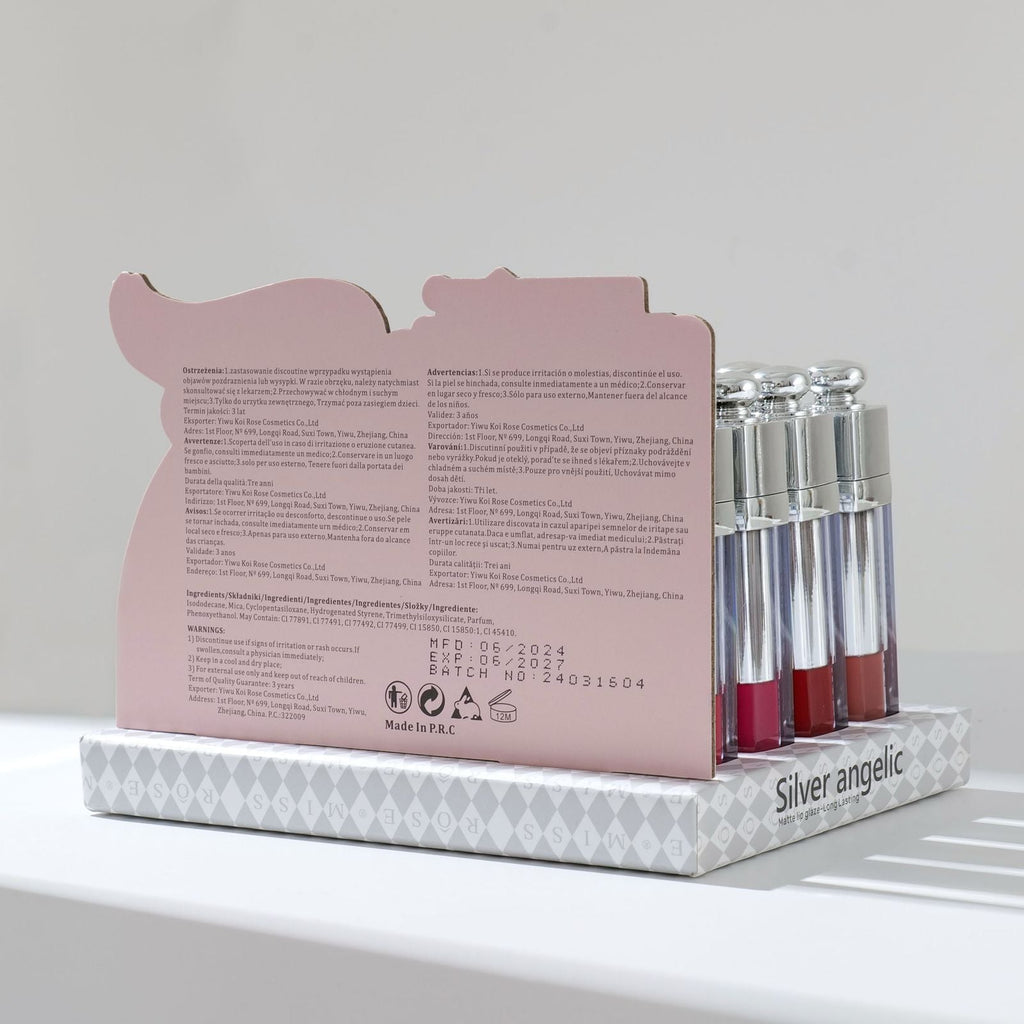 Miss Rose New Silver Angelic Matte Lip Glaze Lip Gloss Pack Of 6Pcs Set