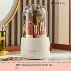 Cosmetic Storage Dustproof 360° Rotating Compartment Brush Holder Organizer