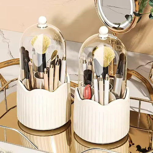 360 Degree Rotating Makeup Brush Holder Cosmetics Organizer With Lid for Vanity Multi-Functional Pen Holder Lipstick Storage Box 14800
