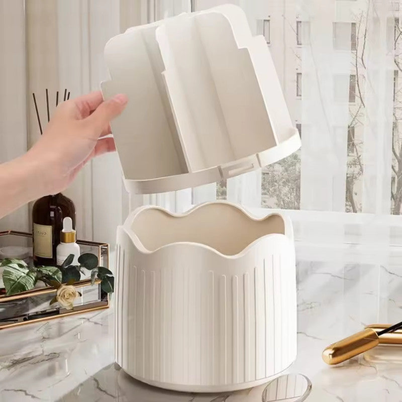 360 Degree Rotating Makeup Brush Holder Cosmetics Organizer With Lid for Vanity Multi-Functional Pen Holder Lipstick Storage Box 14800