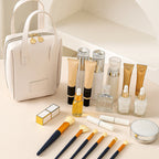 Multifunctional Faux Leather Makeup Bag with Handle Cosmetic Bag Large Capacity Waterproof