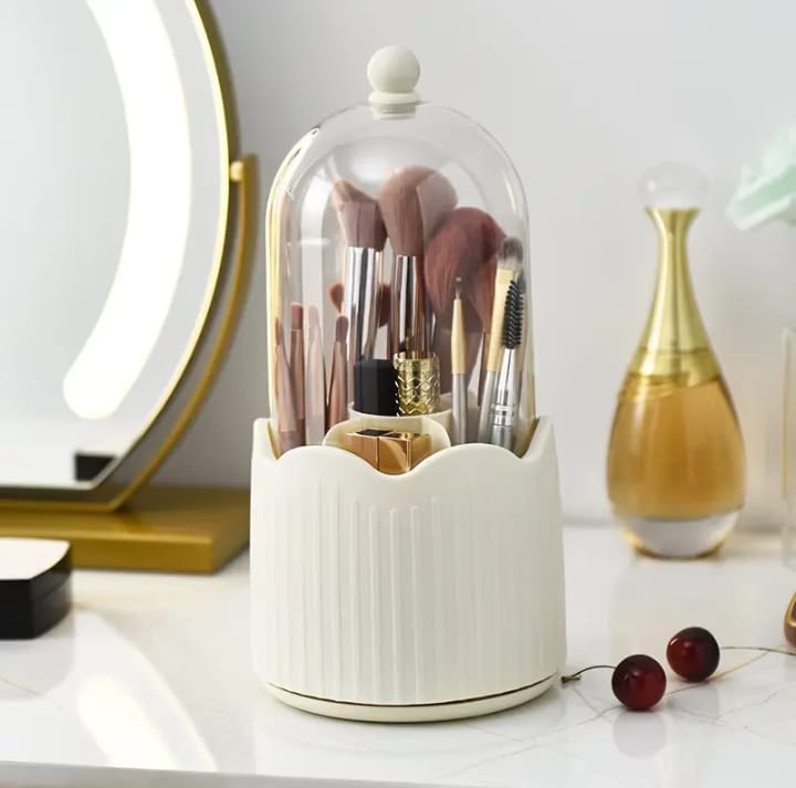 360 Degree Rotating Makeup Brush Holder Cosmetics Organizer With Lid for Vanity Multi-Functional Pen Holder Lipstick Storage Box 14800