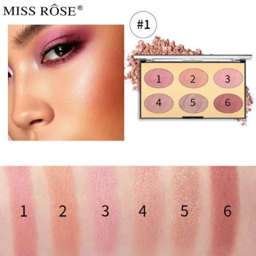 Miss Rose 6 Colors Pure Matte Blush Palette