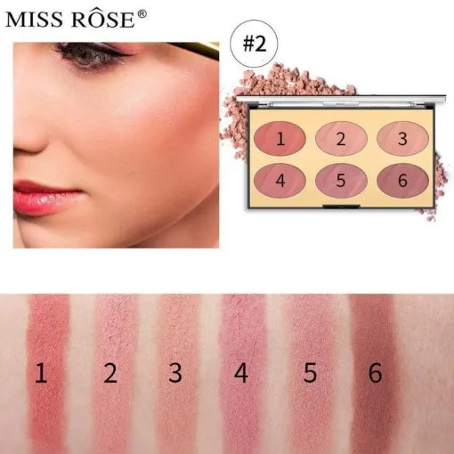 Miss Rose 6 Colors Pure Matte Blush Palette