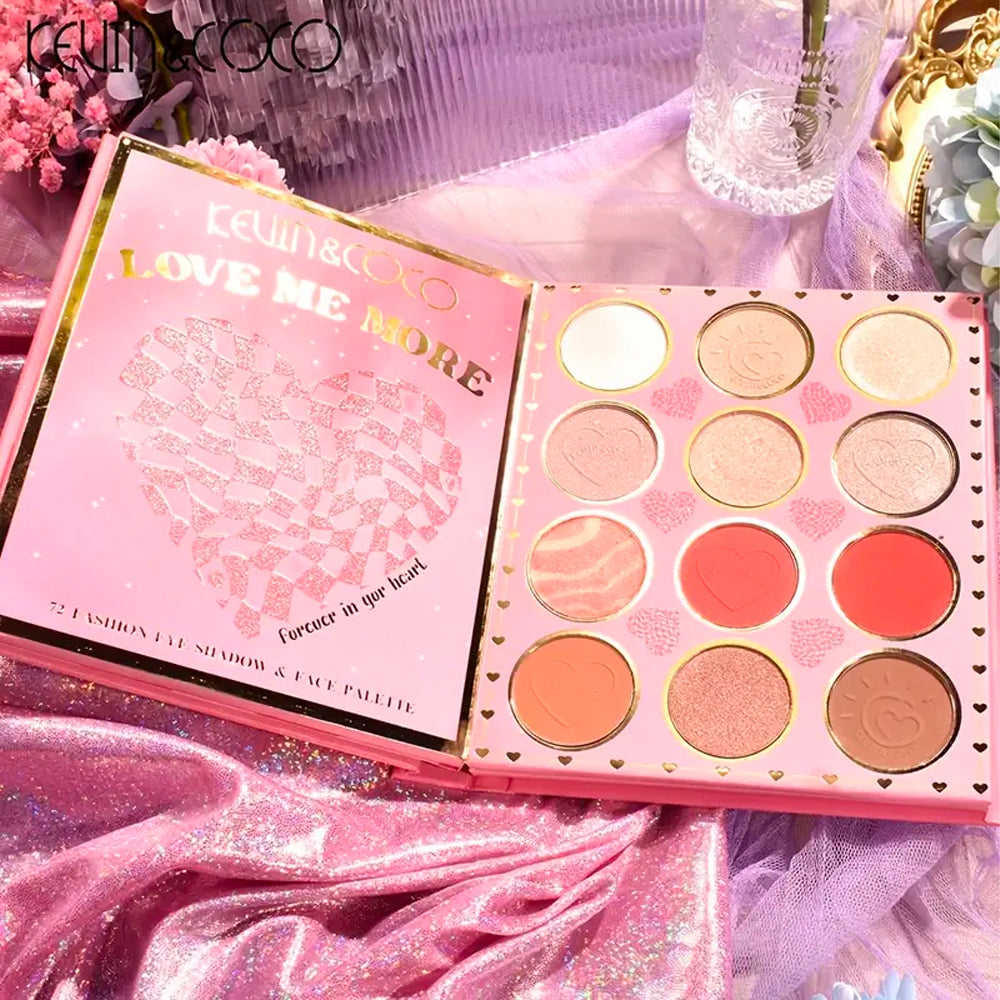 KEVIN & COCO 72 Color Eyeshadow Palette 6 Highlighter 3 Blusher 3 Contour Eyebrow Powder