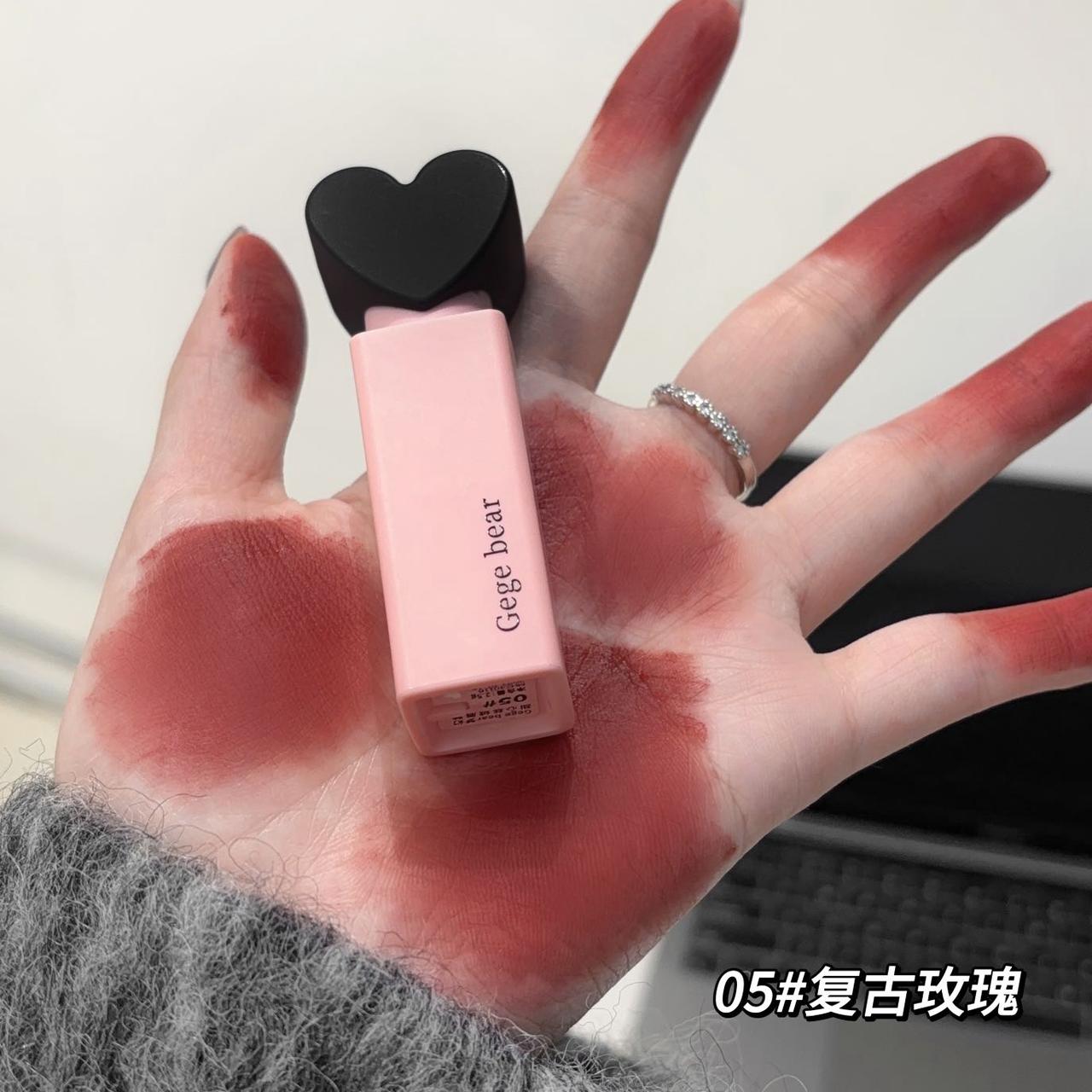 Gege Bear Dream Love Heart Lipstick Velvet Matte Lip Gloss Pack of 6