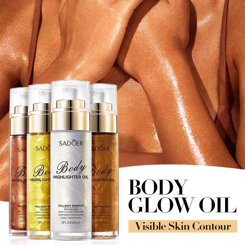 SADOER Body Highlighter Oil Sparkling Full Body Brighten Long-Lasting Shimmering 85ml
