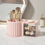 Multipurpose Nordic Style 360° Rotating Makeup Brush Holder Storage Box With Multiple Compartments Organizer