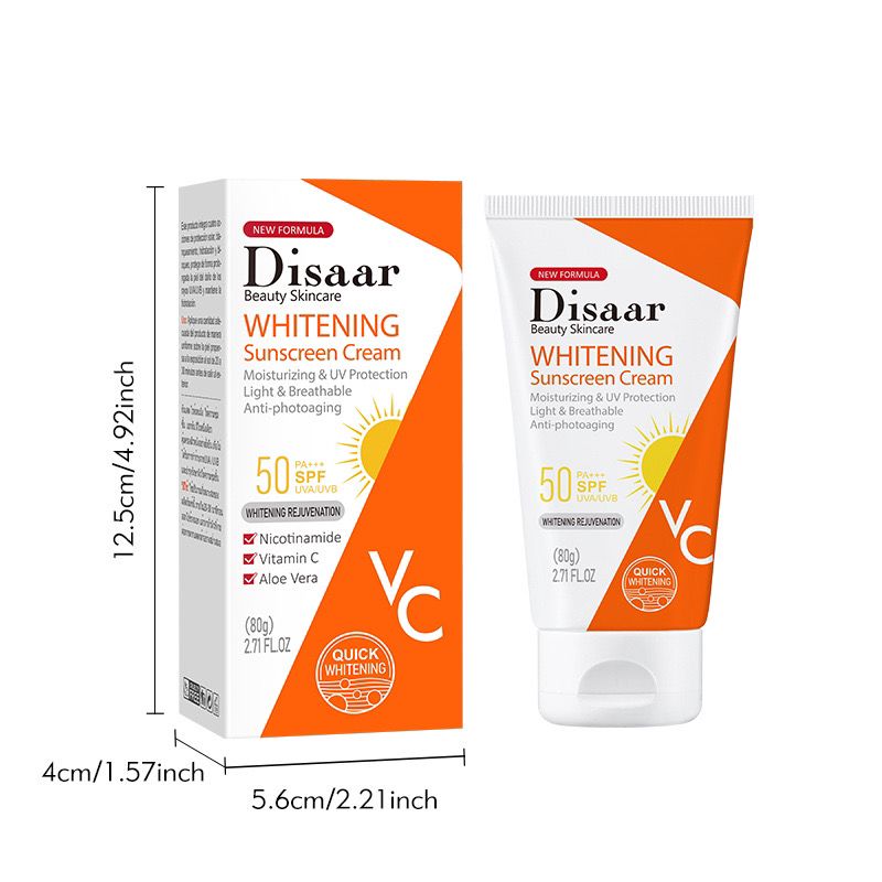 Disaar Whitening Moisturizing & UV Protection Light & Breathable Anti Ageing 50SPF Sunscreen Cream 80g