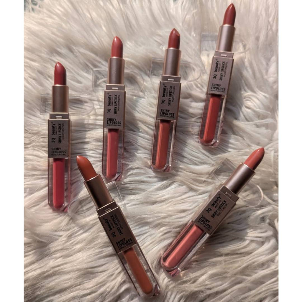3Q Beauty 2in1 Shiny Lipstick & Shiny Lip Gloss Pack Of 6