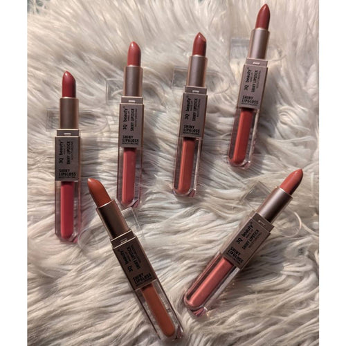 3Q Beauty 2in1 Shiny Lipstick & Shiny Lip Gloss Pack Of 6