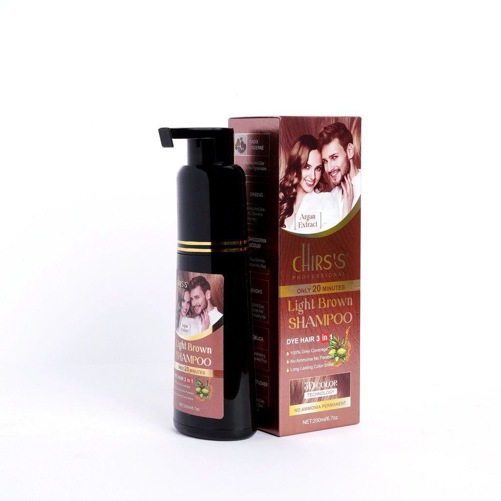 Chirss Professional Hair Color Shampoo With Argan Extract- 200ml - Light Brown