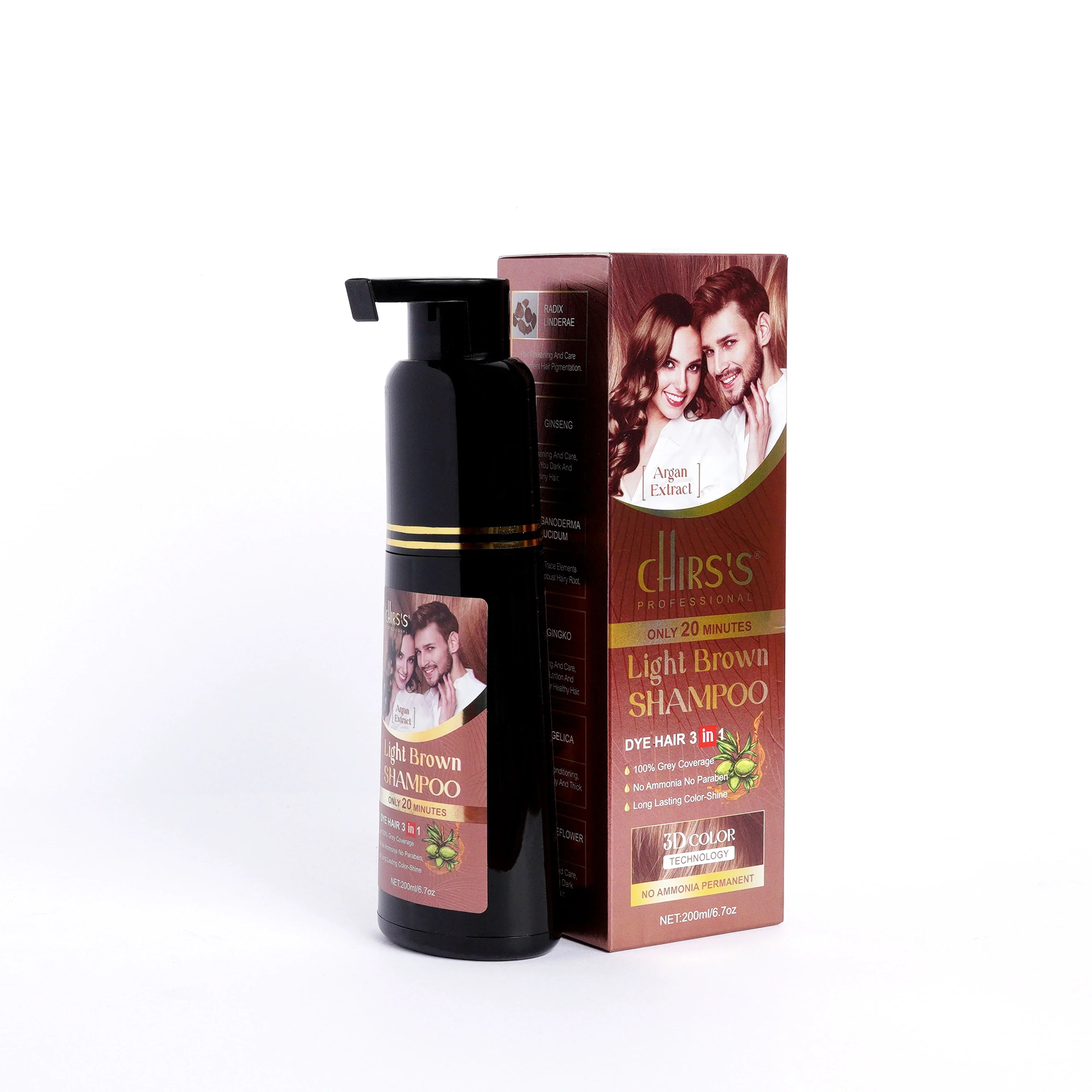 Chirss Professional Hair Color Shampoo With Argan Extract- 200ml - Light Brown