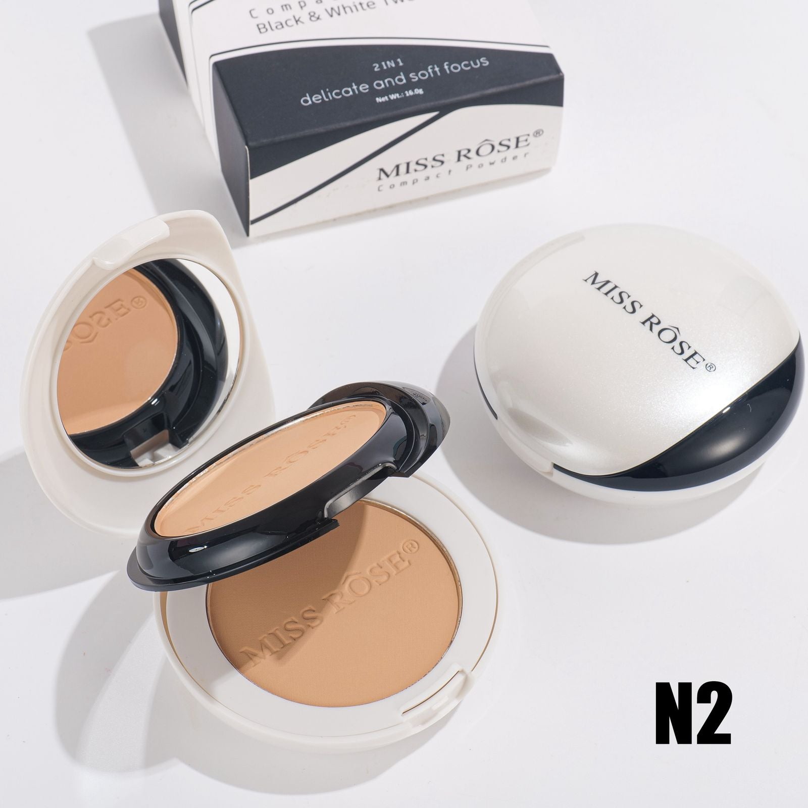 Miss Rose Black & White Two-Tone Face Powder