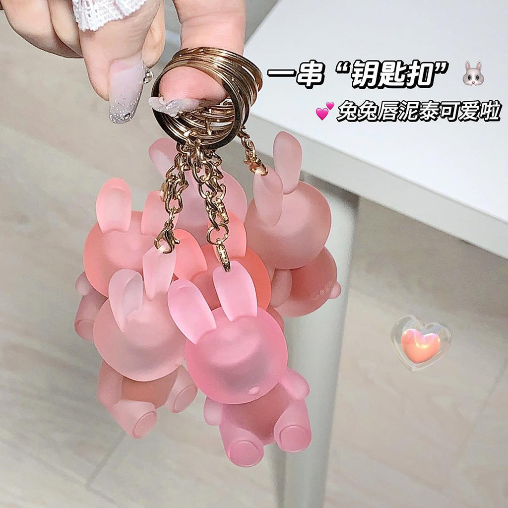 Gege Bear Cute Rabbet Velvet Lip Mud keychain style Pack of 6