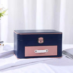 Multipurpose Double Layer Jewelry Storage Box  With Mirror Cosmetics Makeup Organizers With Drawer And Lock