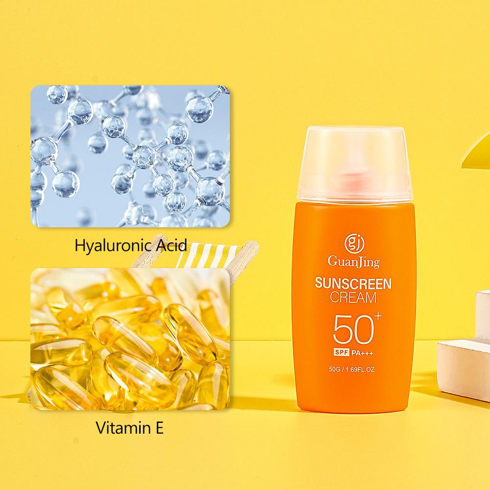 Guanjing Anti-Aging Sunscreen Cream SPF 50+ PA+++ Moisturizing & Brightening with Hyaluronic Acid & Vitamin E – 50g