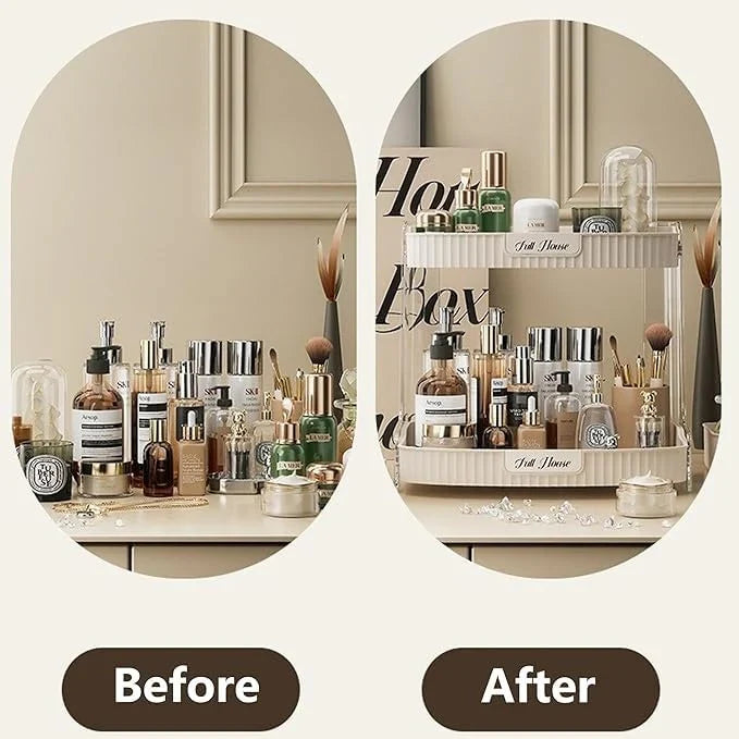 Desktop Double Layer Bathroom Organizer Shelf Cosmetic Storage Rack Holder