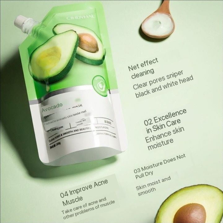 CINDYNAL Avocado Mud Masks Cleanse Rejuvenating Mask Moisturizing Hydrating Oil Control Brightening Skin Tone Masks