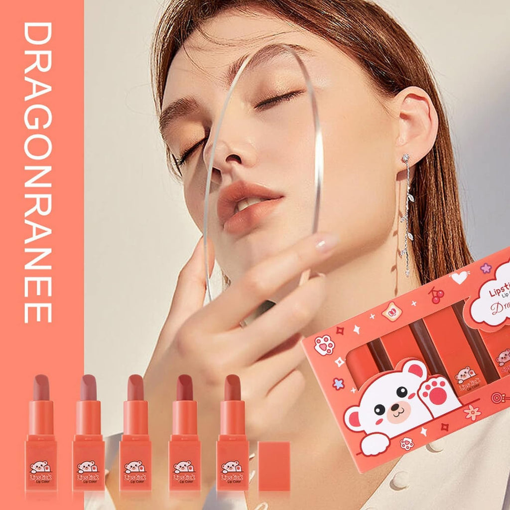 Dragon Ranee Kitty Matte Lipstick Lip Color 5Pcs Set