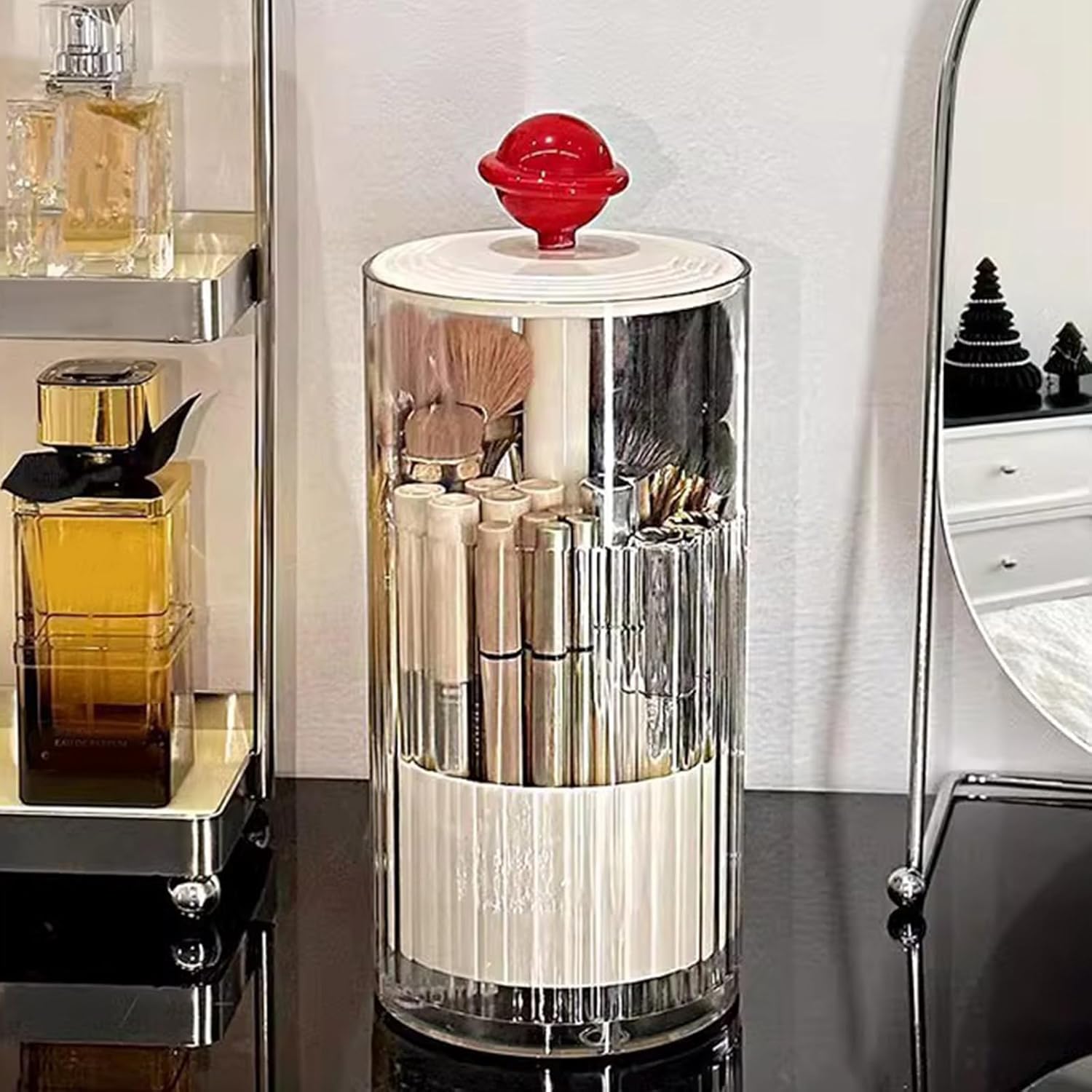 Press Type Automatic Desktop Makeup Cosmetic Brush Organizer Storage Box16258