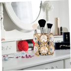 Multipurpose Round Shape Crystal And Gold Nug Pen Makeup Brush Holder
