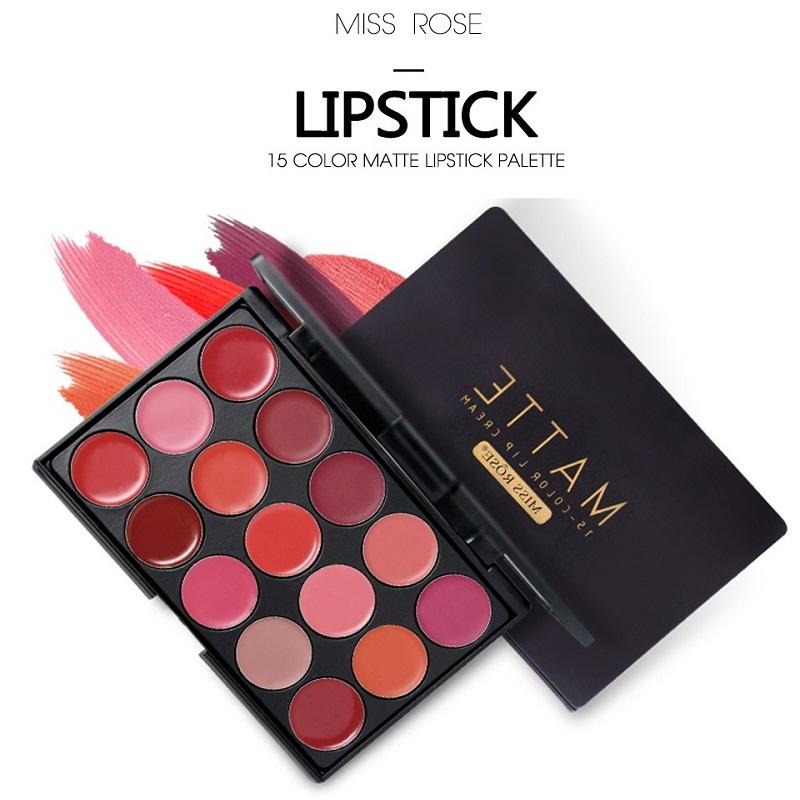 Miss Rose 15 Color Lipstick Matte Lip Cream Palette