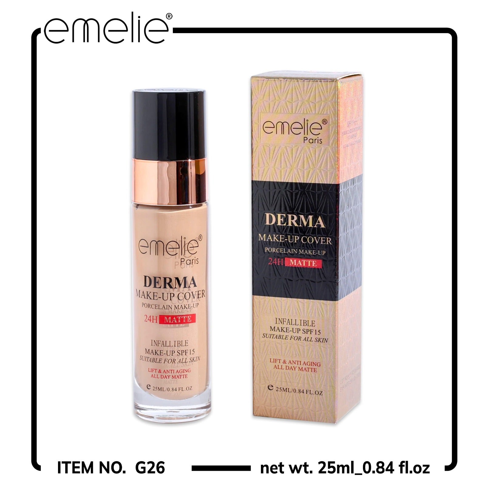 Emelie Paris Derma Makeup Cover Porcelain Makeup 24H Matte Foundation