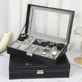 8 Slot PU Leather Watch + Ring Organizer Leather Watch Box With Lock System 00090