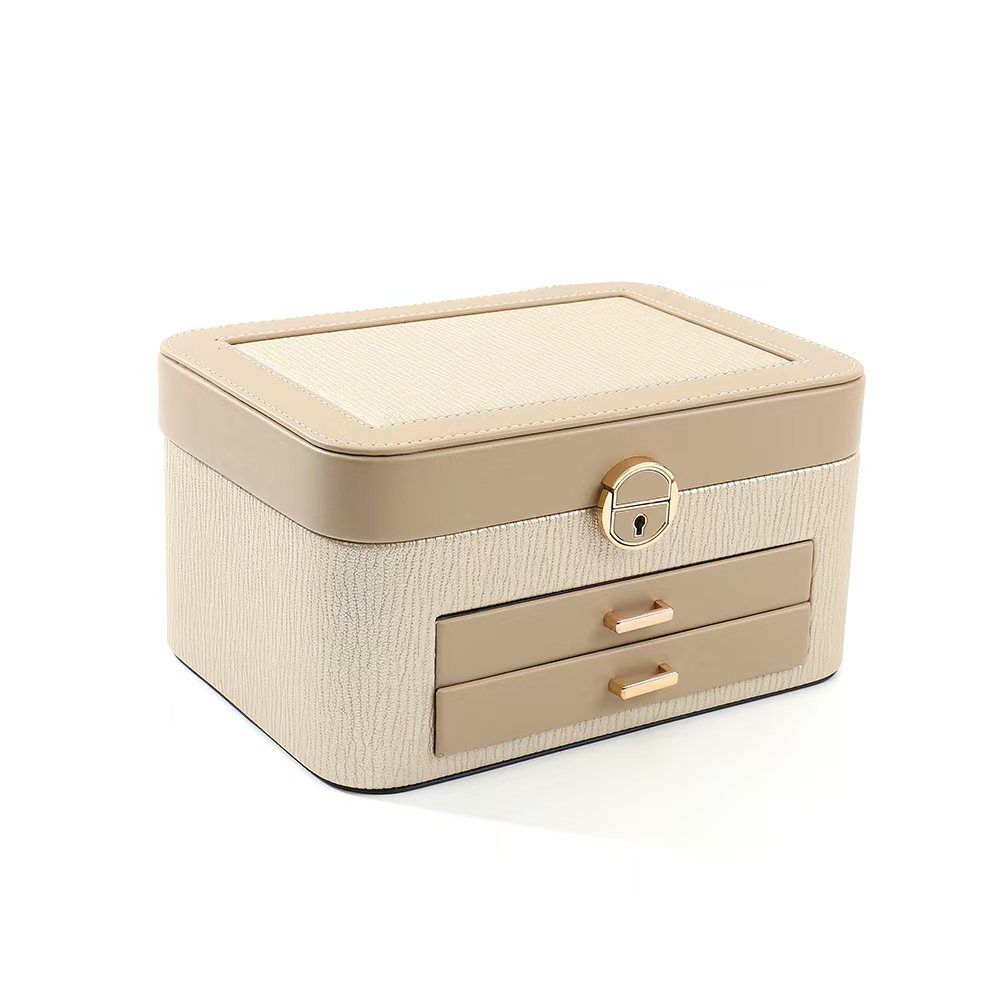 Multipurpose Wooden Jewlery Box With 2 Drawer Cosmetic Makeup Storage Bag Organizer 10080