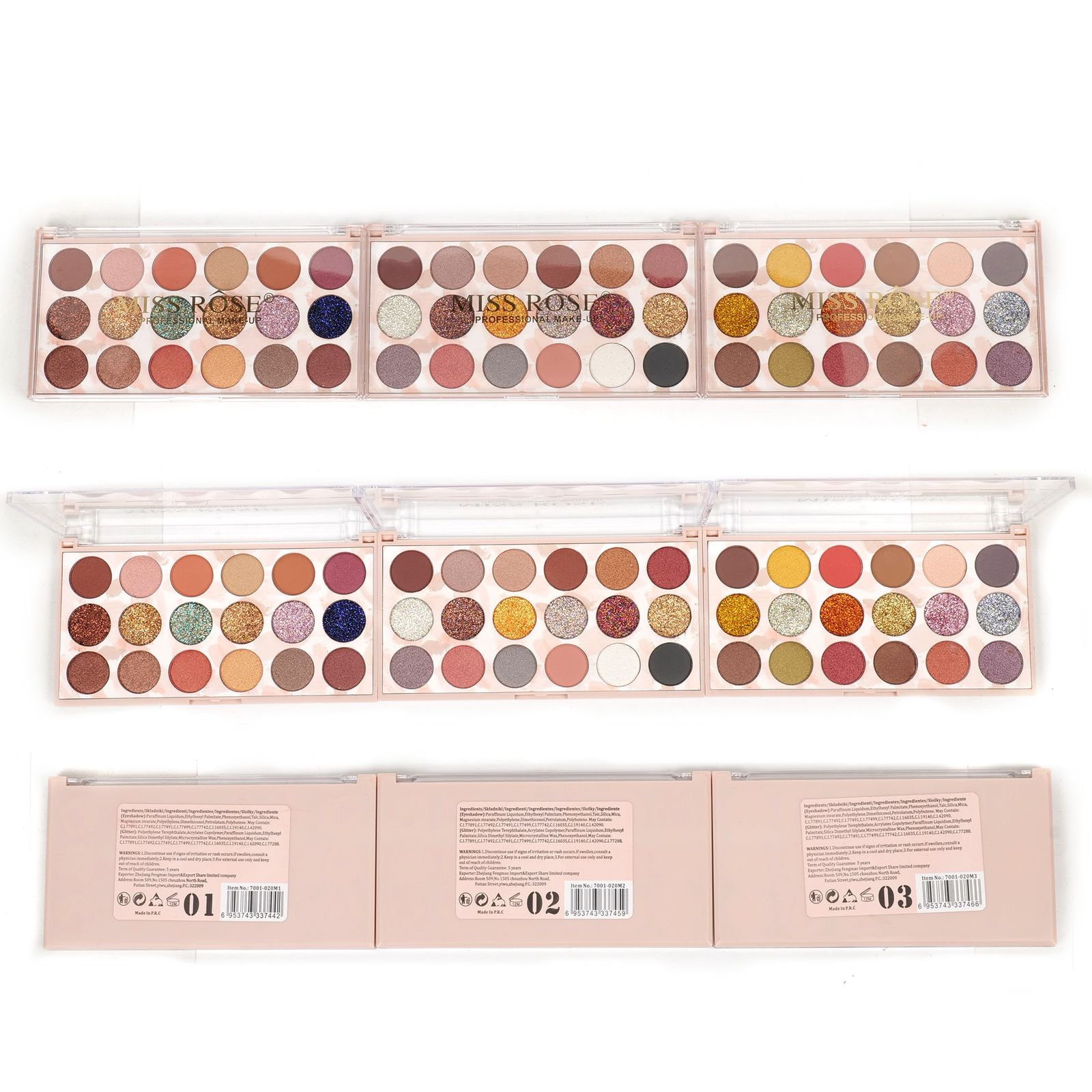 Miss Rose 18 Color Eyeshadow & 6 Color Glitter Palette