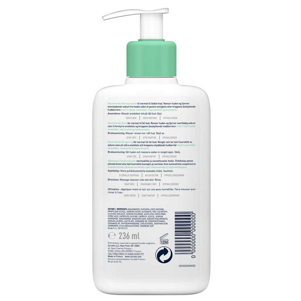 CeraVe Foaming Facial Cleanser Fragrance Free Gel Moussant 236ml