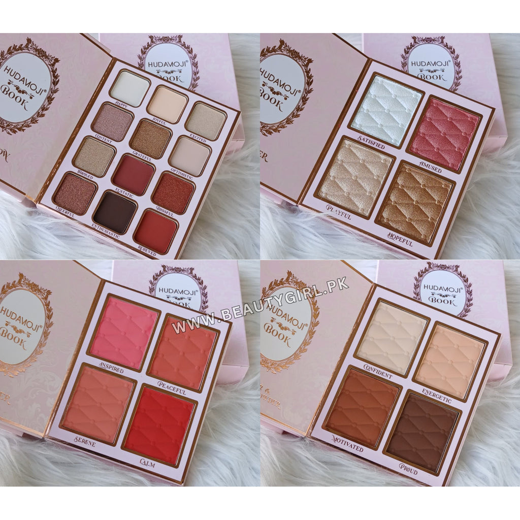 Hudamoji Orignal Complete Face Kit Beautiful Eyeshadow, Blush & Highlighter Book Palette