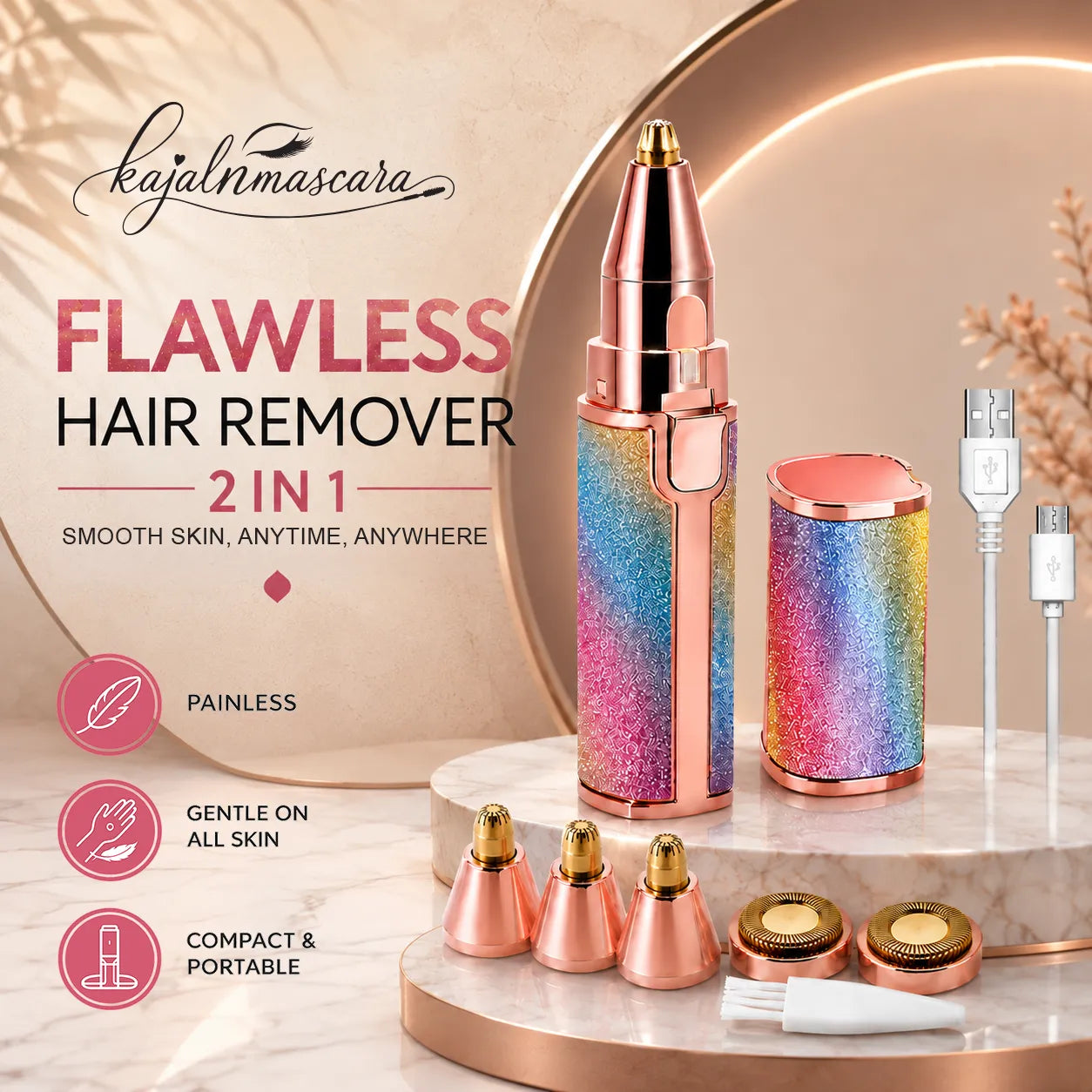 Flawless 2-in-1 Rechargeable Electric Eyebrow & Nose Hair Remover