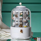 Multipurpose 360 Rotating Jewelry Organizer Dustproof Earrings Ring Necklace Display Box