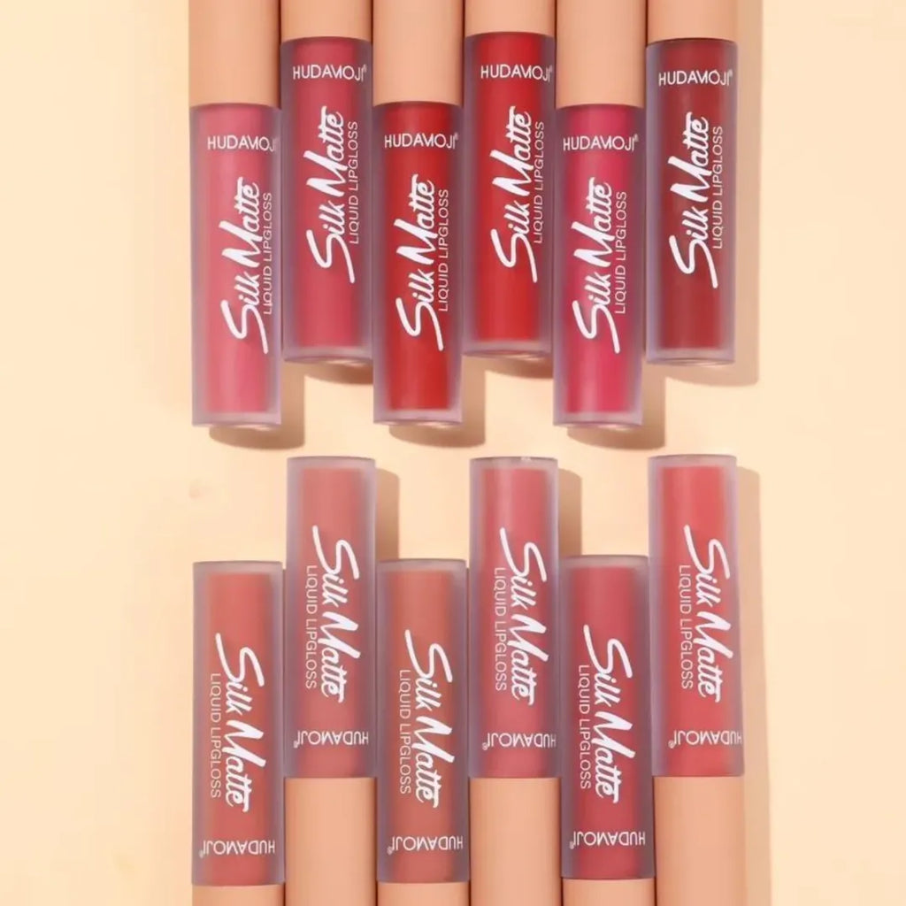 Hudamoji Silky Smooth Matte Long Lasting Lipgloss Set Pack of 12