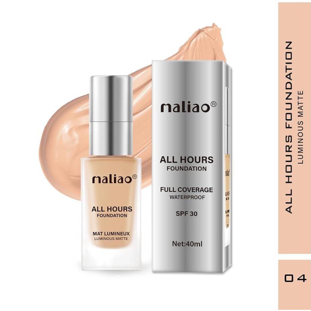 Maliao All Hours Foundation Mat Lumineux Full Coverage Waterproof SPF30