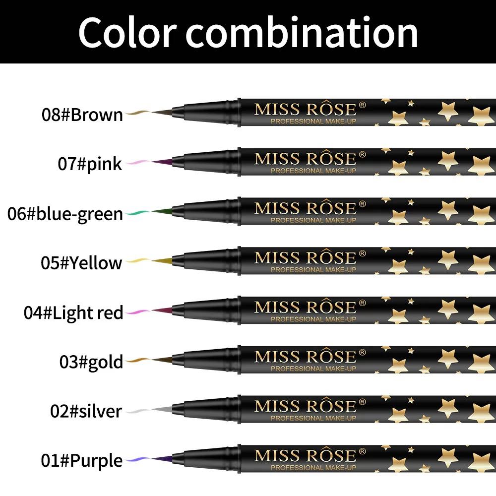 Miss Rose Glitter Waterproof Eyeliner 8 Pcs Set