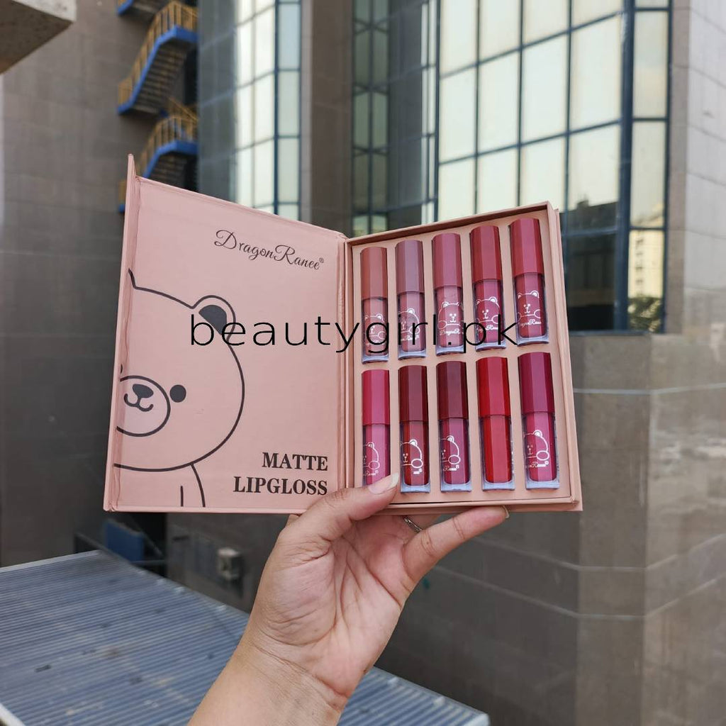 Dragon Ranee Matte Lip Gloss 10Pcs Set