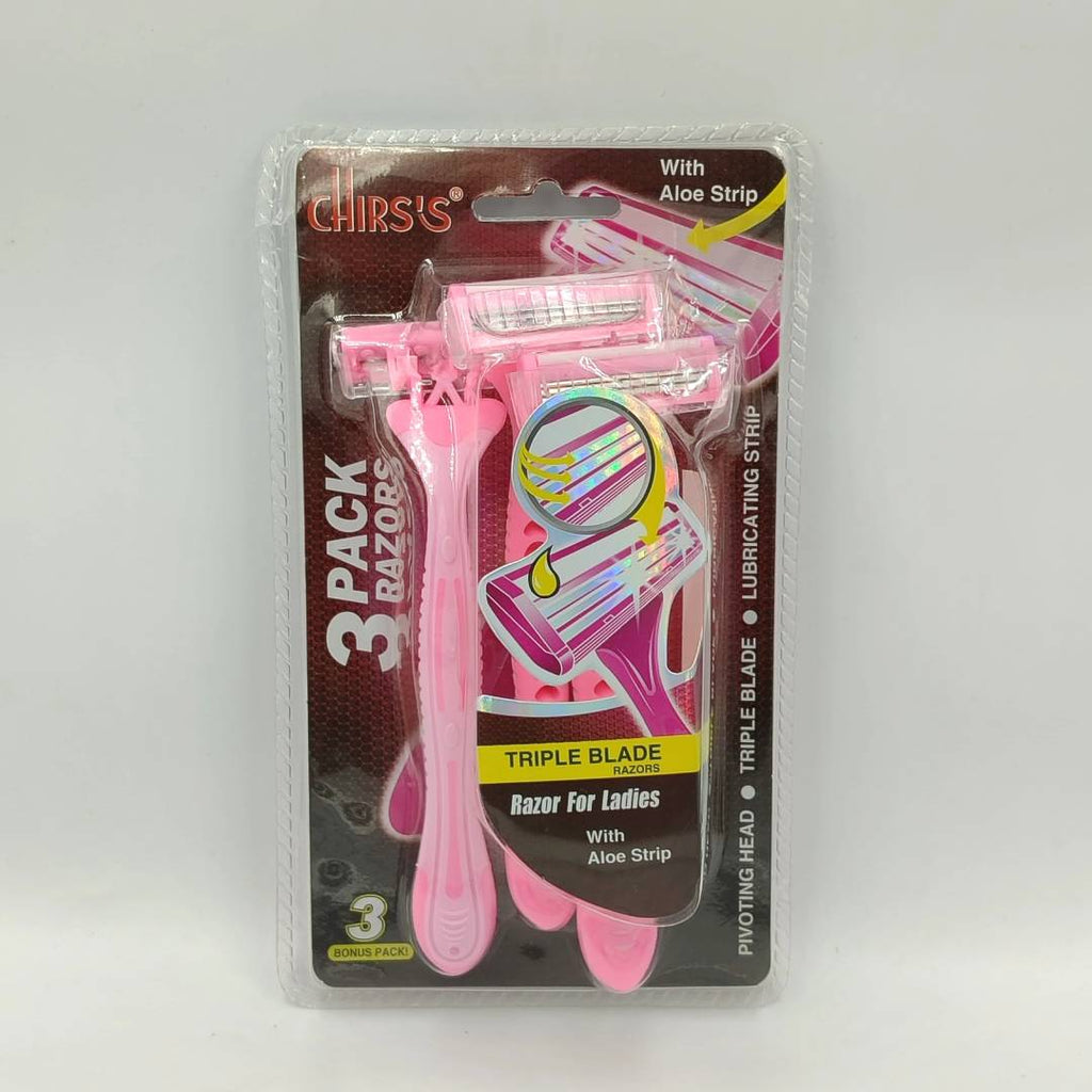 Chirss Tripple Blade Razors With Aloe Strip For Girls & Women Pack Of 3