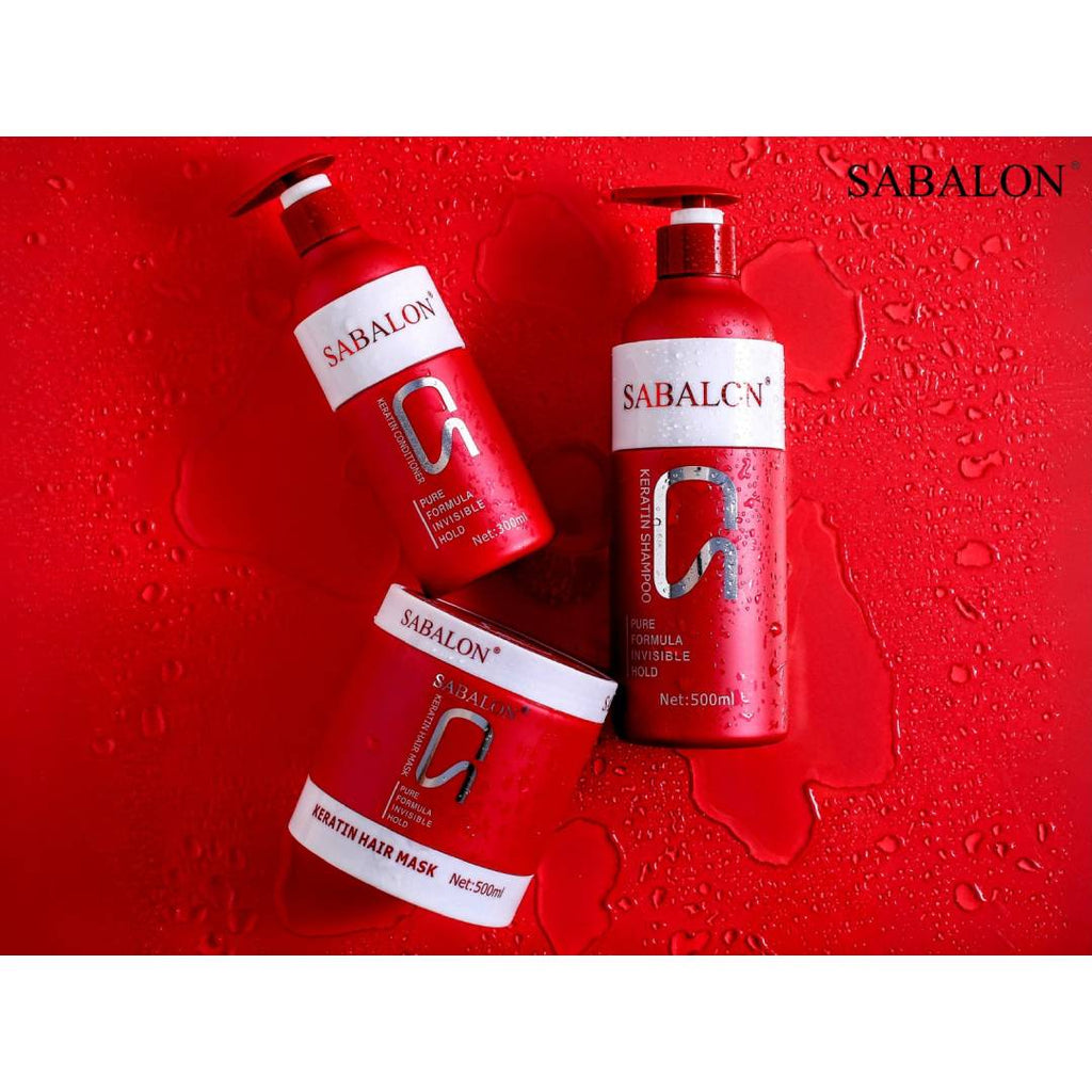 Sabalon Keratin Hair Shampoo Conditioner And Mask 3Pcs Deal + Sabalon Hold Strength Vertical Hold Styling Gel (FREE))