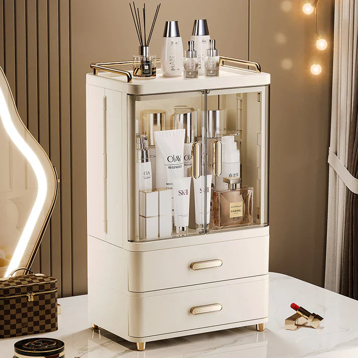 Double-Door Desktop Pretty Cosmetics Organizer Makeup Brush Storage Box