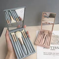 Smoosh 5Pcs Makeup Brush Set with Mirror Portable Travel Kit
