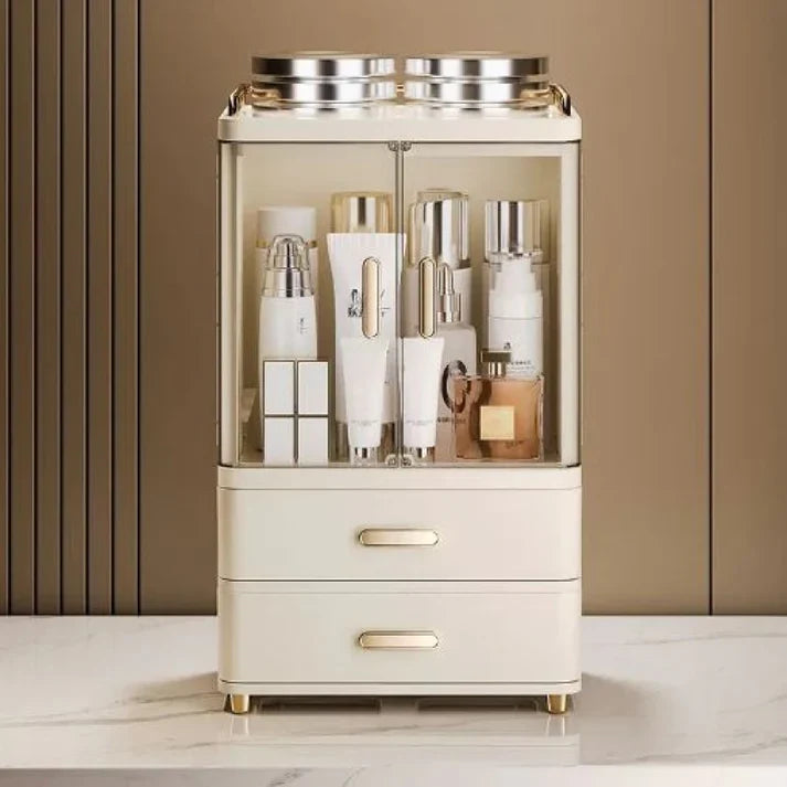Double-Door Desktop Pretty Cosmetics Organizer Makeup Brush Storage Box